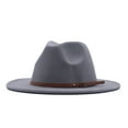 thumbnail image 1 of AirLoni Panama Hat For Women Wide Brim Wool Floppy Belt Buckle Wool Fedora Hat Grey,One Size, 1 of 2