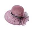 thumbnail image 1 of AirLoni Summer Sun Caps For Women Wide Brim Sunshade Fashion Floral Decor Bridal Wedding Church Tea Party Bowler Cap Beach Hat Purple,One Size, 1 of 5