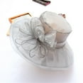 thumbnail image 1 of AirLoni Sun Hats For Women Pearl Bow Net Decor Wide Brim Church Daily Cap Fascinator Bridal Hats Daily Use Grey,One Size, 1 of 2
