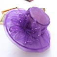 thumbnail image 1 of AirLoni Sun Hats For Women Pearl Bow Net Decor Wide Brim Church Daily Cap Fascinator Bridal Hats Daily Use Purple,One Size, 1 of 2