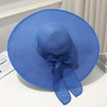 thumbnail image 1 of AirLoni Sun Straw Cap For Women Wide Brim UV Protection Bow Decor Lightweight Foldable Breathable Beach Hat Fisherman Summer Hats Dark Blue,One Size, 1 of 2