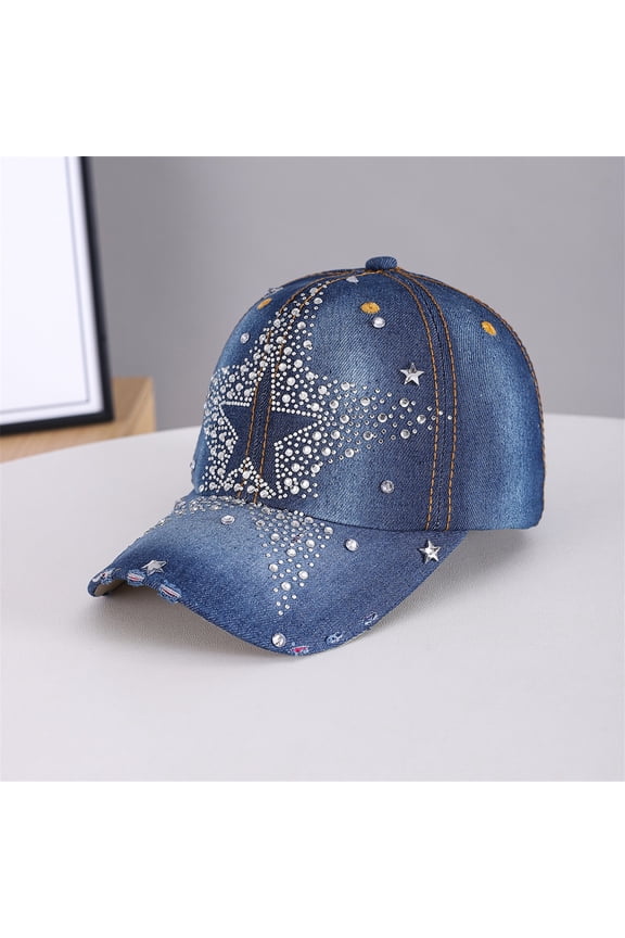 Sun Visor Hats For Women Men Sequins Rhinestone Decor Adjustable Airy Lightweight Baseball Caps Beach Hats For Casual Wear Sunshade Blue,One Size