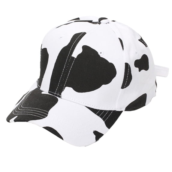 AirLoni Unisex Baseball Cap Black White Cow Print Cotton Breathable Sweat Wicking Curved Brim Ventilated Eyelets Adjustable Buckle Outdoor Sun Protection Women Sun Dad Hat White,One Size
