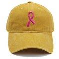 thumbnail image 1 of AirLoni Unisex Baseball Cap Washed Soft Cotton Ribbon 3D Embroidered Curved Brim Sun Protection Casual Streetwear Trucker Hat for Breast Cancer Awareness Daily Outings Yellow,One Size, 1 of 5