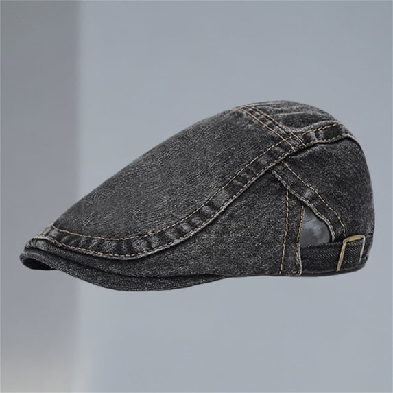 AirLoni Unisex Bere Hats Vintage Retro Denim Washed Flat Cotton Cabbie Driving Hat Dad Cap Newsboy Painter Hats For Men Women Dark Gray,One Size