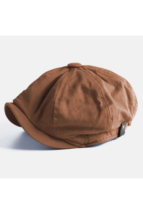 Unisex British Retro Newsboy Beret Cap Cotton Adjustable Tongue Visor Hat Fashion Vintage Sun Hat for Adult Travel Fishing Beach HikingBrown,One Size