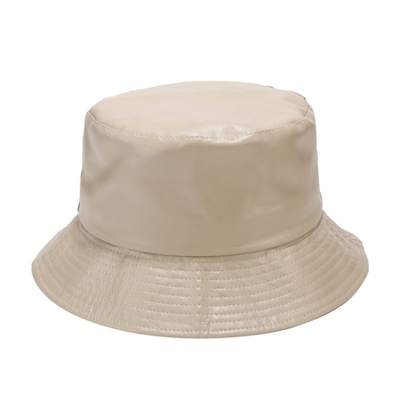 AirLoni Unisex Bucket Hat PU Leather Foldable Wide Brim Sunshade Fisherman Hat Lightweight Fashion Sun Hat For Outdoor Activities Khaki,One Size