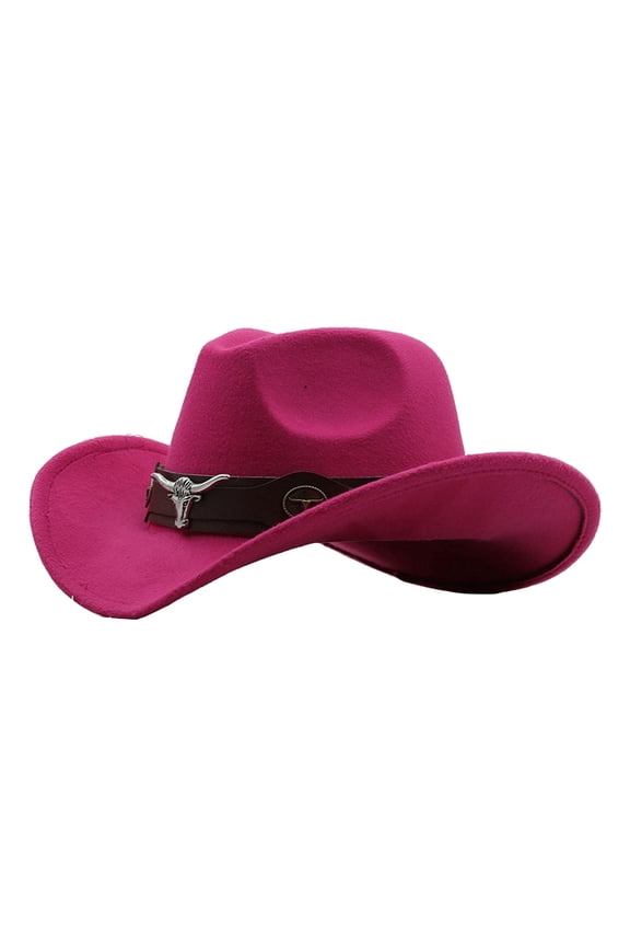 Unisex Cowboy Hats For Men Women Woven Wide Brim Curly Edge Classic Western Cattleman Hat Winter Outdoor Panama Caps Watermelon Red,M
