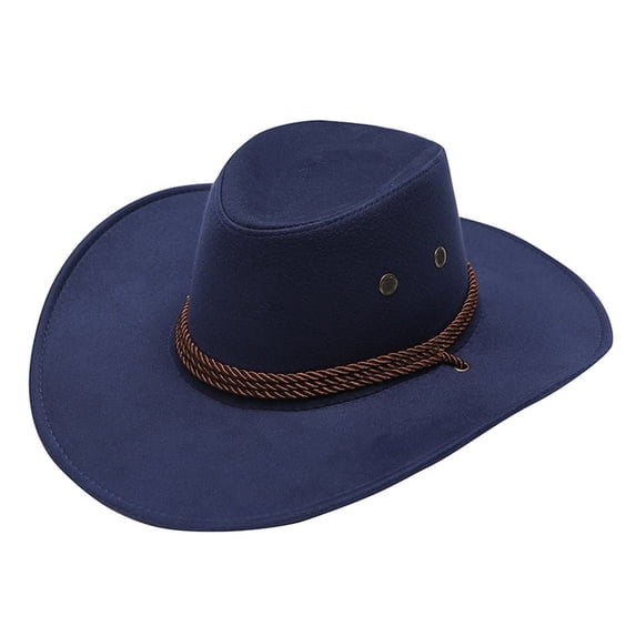 AirLoni Unisex Cowboy Hats For Men Women Wide Brim Sunshade Casual Foldable Summer Western Stylish Fashion Sun Hat Travel Bucket Hats Solid Color Navy,One Size