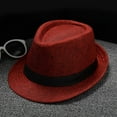 thumbnail image 1 of AirLoni Unisex Foldable Wide Brim Fedora Hat Adjustable Retro British Manhattan Jazz Hat Solid Color Travel Sun Hat Red,One Size, 1 of 3