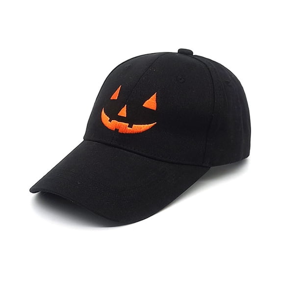 AirLoni Unisex Halloween Pumpkin Hat With Adjustable Strap Pumpkin Face Embroidery Baseball Cap Sun Hat Jack-O-Lantern Pumpkin Cap For Outdoor Halloween Party