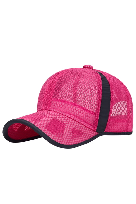 Unisex Mesh Trucker Sun Visor, Low Profile Adjustable Foldable Dad Visor Hat for Beach Fishing Camping Outdoor Sports Hot Pink,One Size