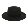 thumbnail image 1 of AirLoni Unisex Panama Hats Wide Brim Sunshade Buckle Flat Top Straw Hat Summer Travel Sun Hat Beach Fishing Travel Caps Solid Color Black,One Size, 1 of 3