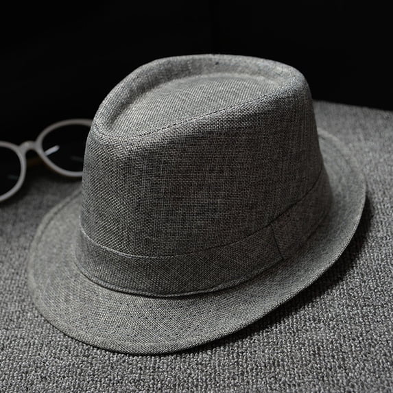 AirLoni Unisex Retro Wide Brim Fedora Hat Foldable Adjustable Solid Color Manhattan Jazz Travel Sun Hat Dark Gray,One Size