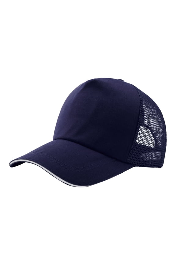 Unisex Sun Visor Cap Mesh Breathable Lightweight Foldable Adjustable Summer Sunshade Cotton Back Net Hat Fashion Casual Sunscreen Baseball Cap Solid Color Navy,One Size