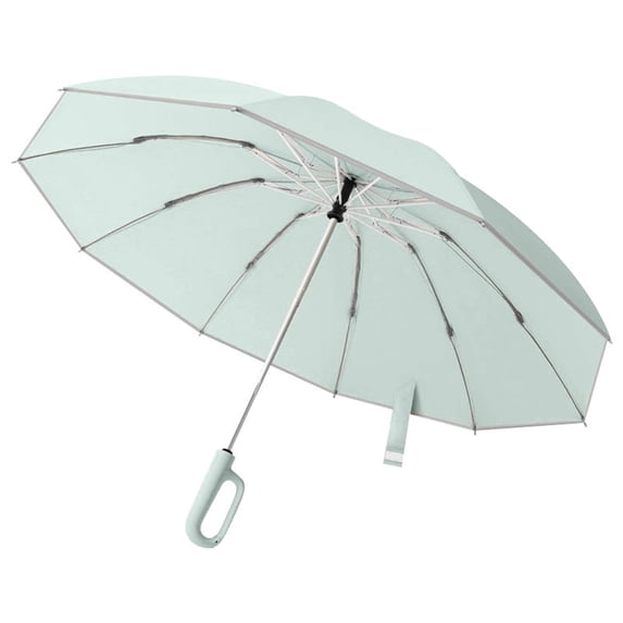 AirLoni Windproof Travel Umbrella With C-Shaped Hook Handle for Rain and Sun 2-in-1 Reverse Folding Umbrella with Auto-Clasp Strap Reflective Trim for Night Safety
