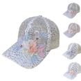 thumbnail image 1 of AirLoni Women Lace Pearl Embroidered Sun Visor Hat Mesh Breathable Foldable Adjustable Sport Baseball Cap for Running Travel OutdoorLight Pink,One Size, 1 of 5