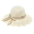 thumbnail image 1 of AirLoni Women Woven Bucket Hat Ruffled Bowknot Decoration Wide Brim UV Protection Foldable Breathable Lightweight Beach Vacation Casual Summer Sun Hat Beige,One Size, 1 of 4