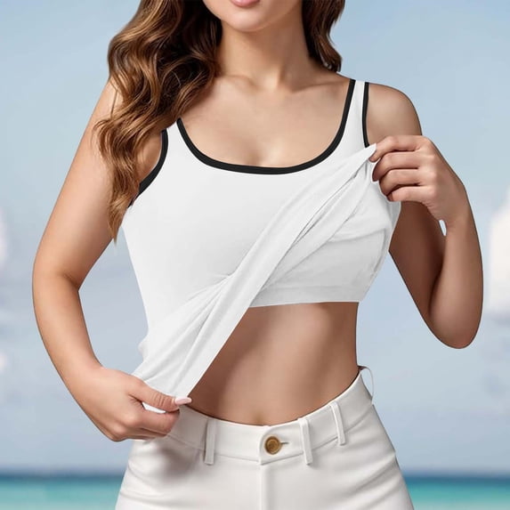 AirLoni Women's Camisole Loose Fit Square Neck Stretchy Breathable Casual Sleeveless Top Tee Tank Tops For Daily Wear Solid Color White,XXXXL