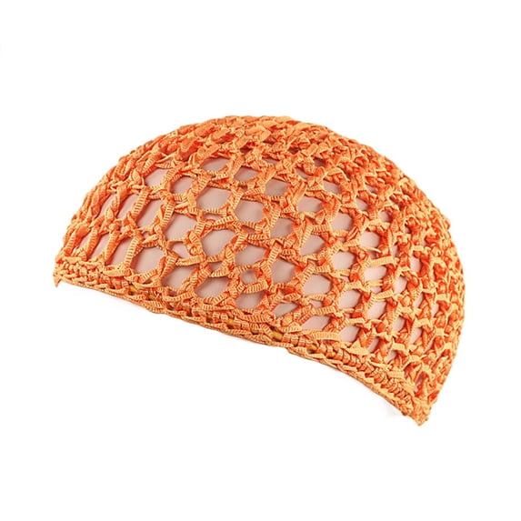 AirLoni Women's Hair Net Cap Handmade Hairnet Wig Cap Top Net Cap Solid Color Hair Care Cap Sleeping Cap Mesh Nets Cap Orange,One Size