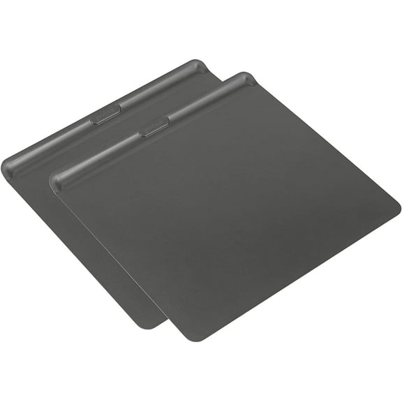AirPerfect 16" x 14" Nonstick Steel Insulated Cookie Sheets, No-Burn Baking Sheets with Large Handles, Set of 2, Gray