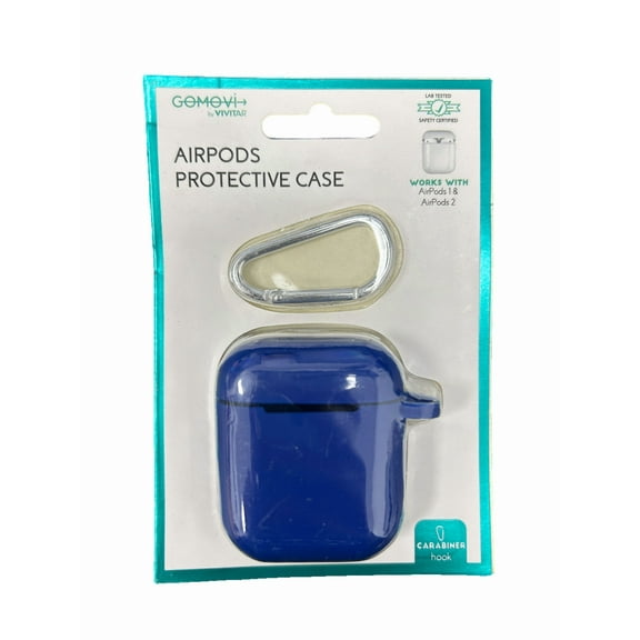 AirPod Case with Carabiner Clip, Protects AirPods from Damage, Easy to Attach to Belt Loop, Purse or Bag, Stylish and Functional Protective Cover for Everyday Use, Durable, Blue