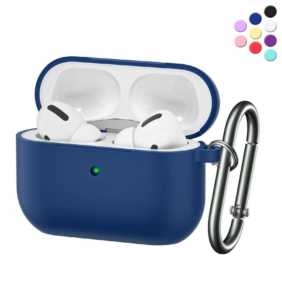AirPod Pro Case- Silicone Protective Shockproof Case Cover Skins with Keychain Compatible with Apple AirPod Pro, Navy