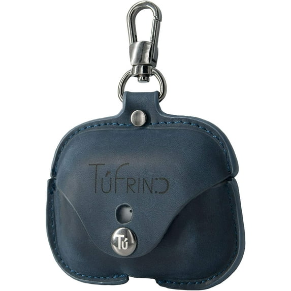 AirPod Pro Leather Case with Keychain and Button Lock Compatible with Apple AirPods Pro, Support Wireless Charging - Legacy Pro Snap (Navy)