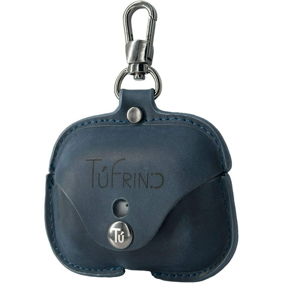 AirPod Pro Leather Case with Keychain and Button Lock Compatible with Apple AirPods Pro, Support Wireless Charging - Legacy Pro Snap (Navy)