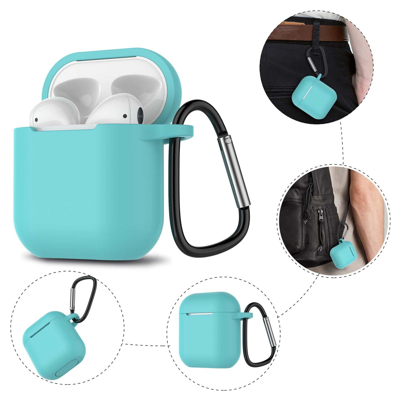 AirPods 1 & 2 Silicone Case, AirPods Case with Keychain, Njjex ...