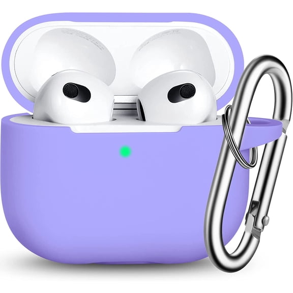 AirPods 3 Case Cover, Silicone Protective Accessories Skin with Keychain Compatible with Apple AirPod 3rd Generation 2021 for Women Men Girls Boys,Front LED Visible-Pine Green