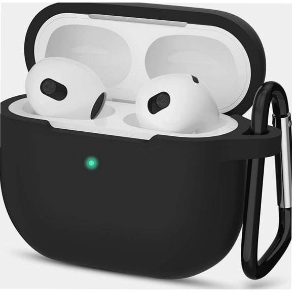 AirPods 3 Case, Protective Silicone Cover for AirPods 3rd Generation Case 2021, Wireless Charging - Black