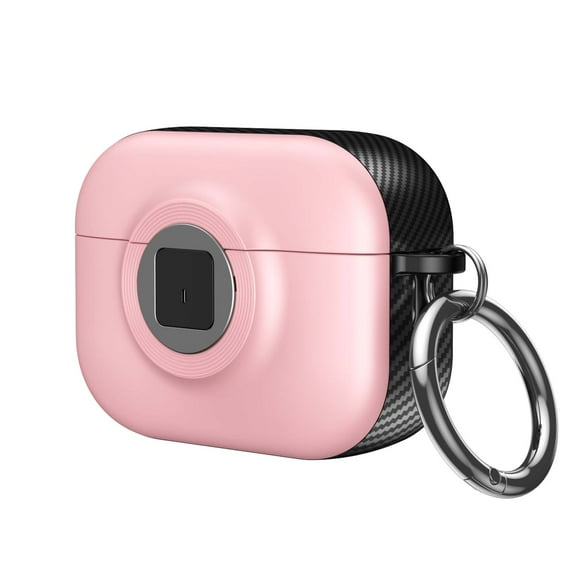 for AirPods 3rd Generation (2021) Protective Case Automatic Pop-up with Safety Locking Clip, Full Body Shockproof Hard Case with Keychain for AirPods 3rd Generation (2021), Pink