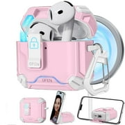 AirPods 4 Case, Built-in Invisible Bracket  Secure Lock Case [Compatible with MagSafe] for AirPods 4th Generation 2024 wiht Cleaning Kit,Auto-Open,Military Grade Protective