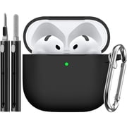 for AirPods 4 Case Cover 2024 with Cleaner Kit,Soft Silicone Protective Case for Apple AirPods 4th Generation Case for Women Men,AirPod 4 Case Accessories with 