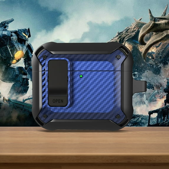 For AirPods 4 Case with Lock, AirPods 4th Generation Case Rugged Cover Shockproof AirPods Gen 4 Protective Armor Case Compatible with Apple AirPods 4th Generation 2024,Blue