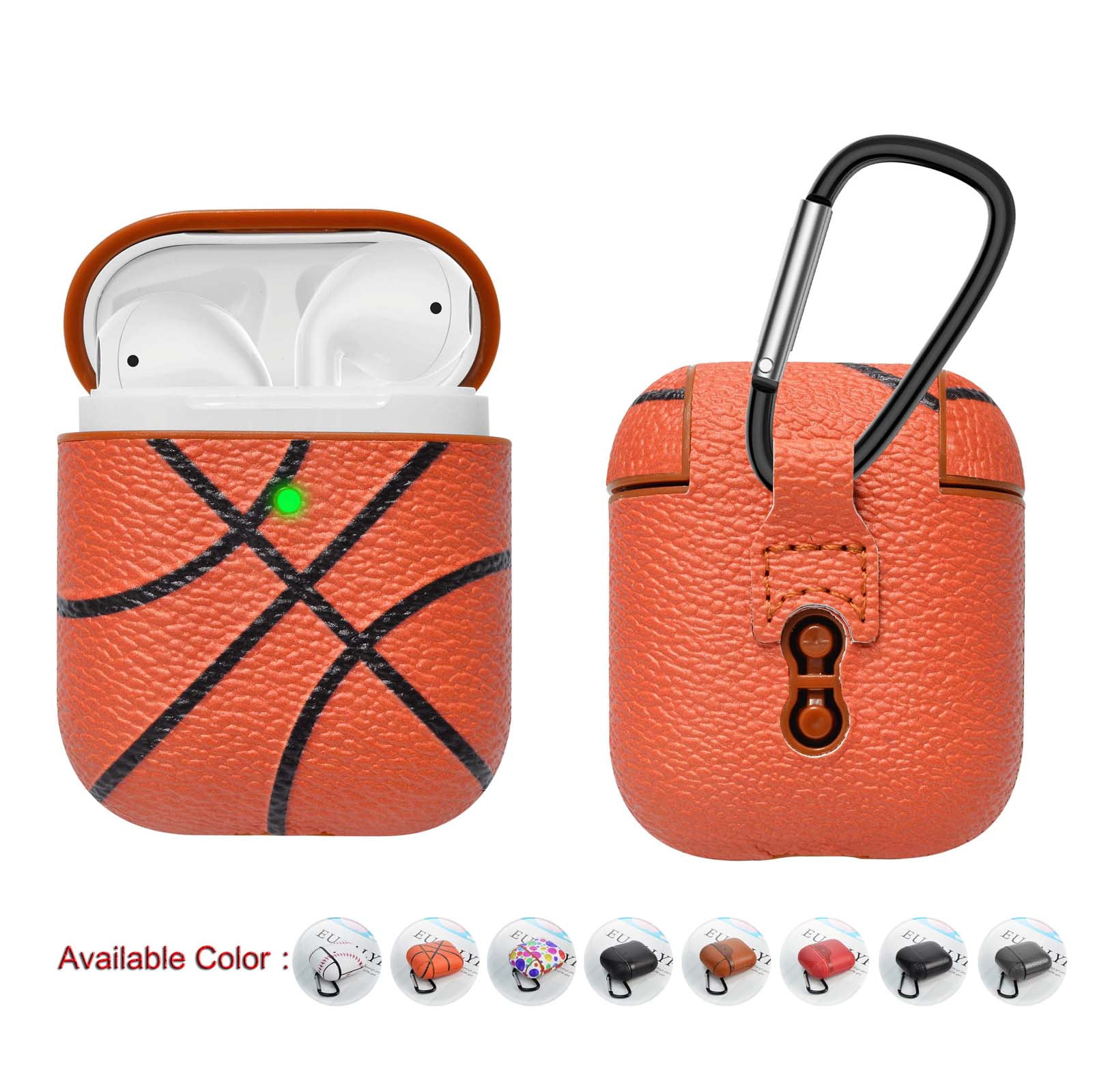 Airpods 1 & Airpods 2 Case Cover with Keychain, Njjex Full Protective  Premium PVC Rubber Silicone Case Cover with Keychain Strap for Men  (Basketball) 