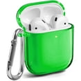 thumbnail image 1 of AirPods Case [Front LED Visible], GMYLE TPU Protective Shockproof Earbuds Case Cover Skin with Keychain Kit Set Compatible for Apple AirPods 1 & 2 (Clear Neon Green), 1 of 5
