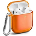 thumbnail image 1 of AirPods Case Clear [Front LED Visible], TPU Protective Shockproof Earbuds Case Cover Skin with Keychain Kit Set GMYLE Compatible for Apple AirPods 1 & 2 (Clear Neon Orange), 1 of 6