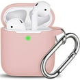 thumbnail image 1 of AirPods Case Cover , Soft Silicone Protective Cover with Keychain for Women Men Compatible with Apple AirPods 2nd 1st Generation Charging Case, Front LED Visible-Pink sand, 1 of 5