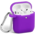 thumbnail image 1 of AirPods Case [Front LED Visible], GMYLE Silicone Protective Shockproof Earbuds Case Cover Skin with Keychain Kit Set Compatible for Apple AirPods 1 & 2 (Bright Purple), 1 of 6
