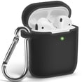 thumbnail image 1 of AirPods Case [Front LED Visible], GMYLE Silicone Protective Shockproof Earbuds Case Cover Skin with Keychain Kit Set Compatible for Apple AirPods 1 & 2 (Jelly See-Through Black), 1 of 8