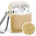 thumbnail image 1 of AirPods Case [Front LED Visible], GMYLE Silicone Protective Shockproof Earbuds Case Cover Skin with Keychain Kit Set Compatible for Apple AirPods 1 & 2 (Sparkling Champagne), 1 of 8