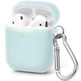 thumbnail image 1 of AirPods Case [Front LED Visible], GMYLE Silicone Protective Shockproof Earbuds Case Cover Skin with Keychain Kit Set Compatible for Apple AirPods 1 & 2 (Jelly Translucent Baby Blue), 1 of 7
