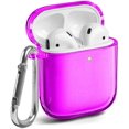 thumbnail image 1 of AirPods Case [Front LED Visible], GMYLE TPU Protective Shockproof Earbuds Case Cover Skin with Keychain Kit Set Compatible for Apple AirPods 1 & 2 (Clear Neon Purple), 1 of 6