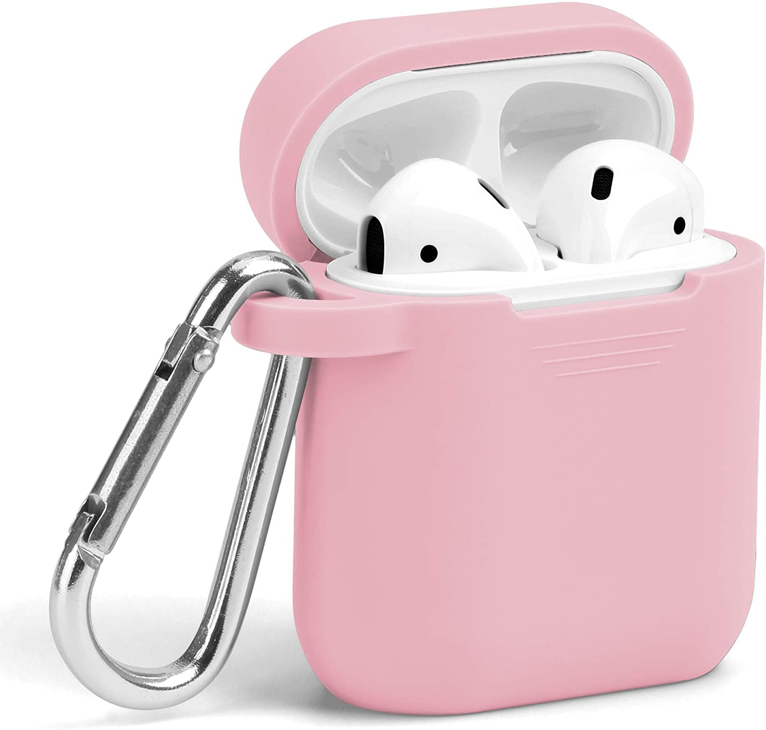 AirPods Case GMYLE Silicone Protective Shockproof Earbuds Case Cover Skin with Keychain Kit Set Compatible for Apple AirPods 1 2 Baby Pink Walmart