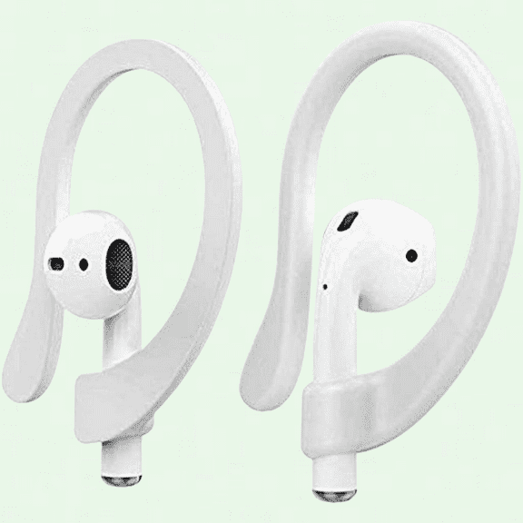 AirPods Ear Hooks - Secure Anti-Slip Sport Hooks for Running, Jogging, Cycling, Gym - White (2 Pairs)