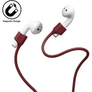 AirPods Magnetic Ear Strap, GMYLE Anti-Lost Neckband Silicone Cord Outdoor Sports Aid String Rope Cable Wirelss Earbuds Accessories Compatible for AirPods 1 / AirPods 2 / AirPods Pro (Burgundy Red)