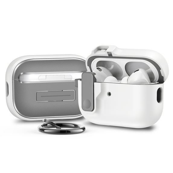 for AirPods Pro 2 /AirPods 1/2/3 AirPods Pro 2 Generation 2nd 1st Case Secure Lock Clip Hard Shell Case Cover with Keychain (WHITE,for AirPods 3 (2021))