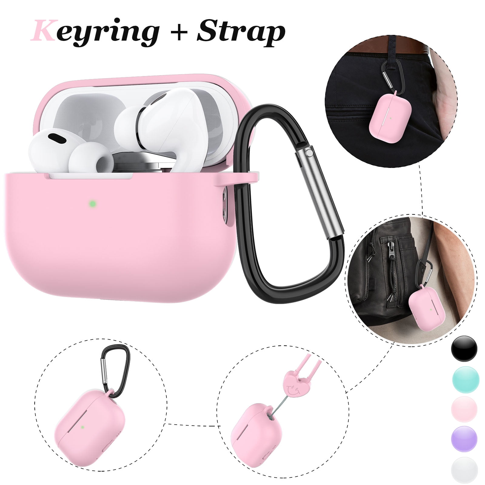 AirPods Pro 2 Case with Keychain Hand Strap Njjex AirPods Pro 2nd Generation 2022 Protective Shockproof Silicone Headphone Cover Support Wireless Charging for AirPods Pro 2 Gen Pink Walmart